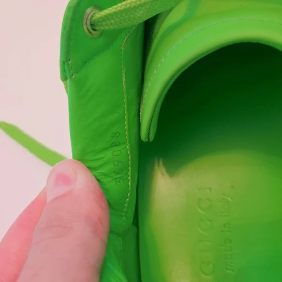 GUCCI neon green ipanema perforated leather lace up sneaker running shoes 10.5 - Picture 5 of 10